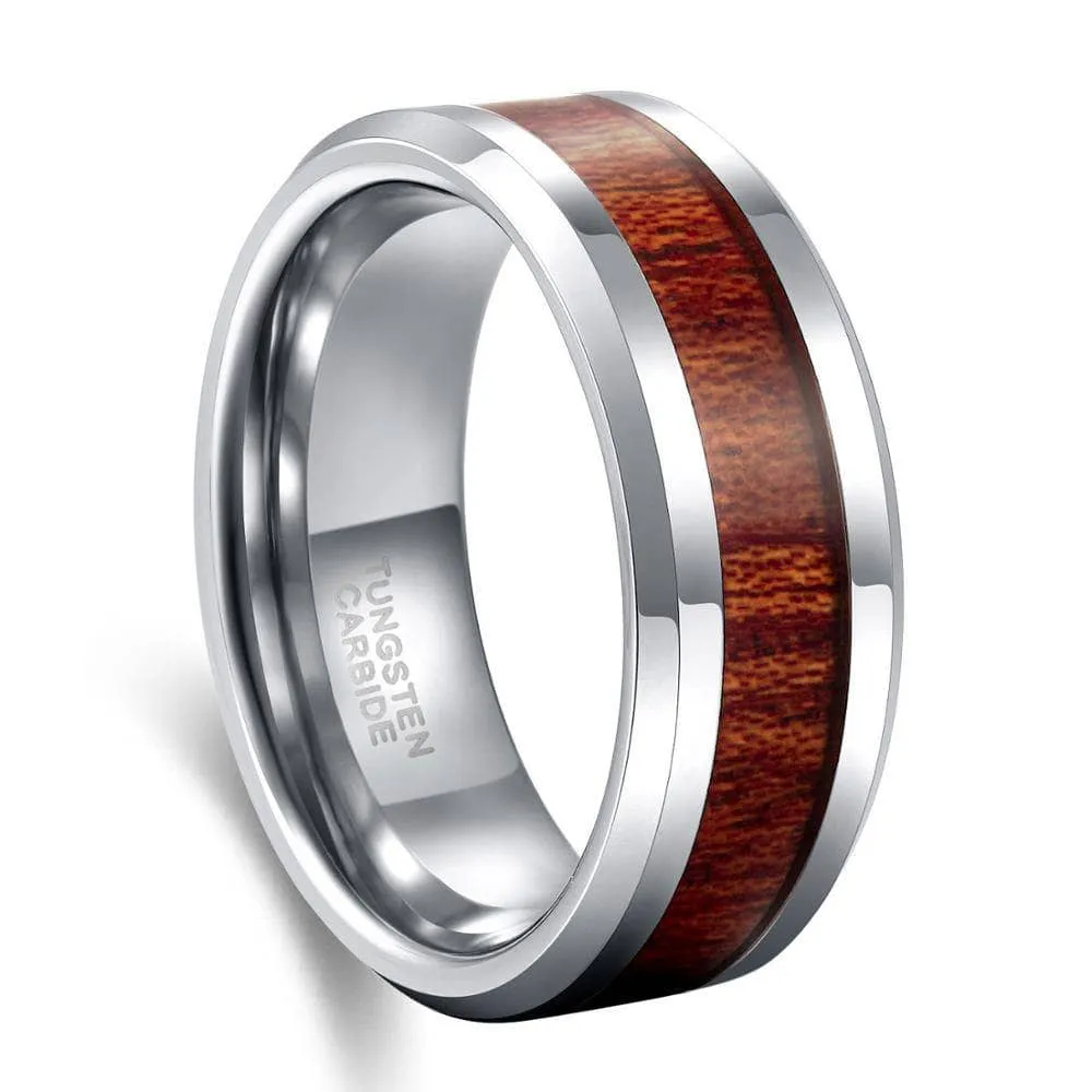 Men's 8mm Wooden Tungsten Wedding Band