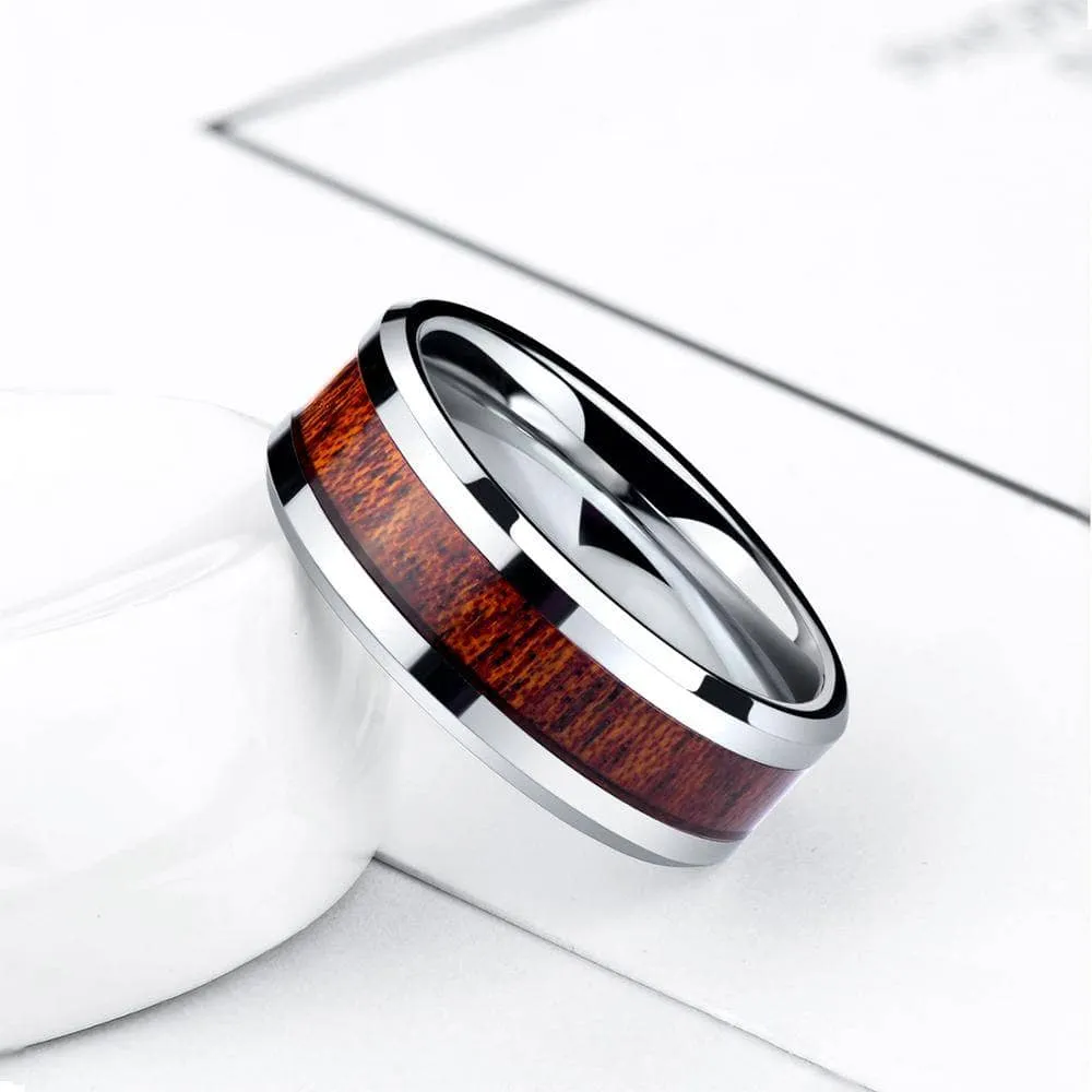 Men's 8mm Wooden Tungsten Wedding Band