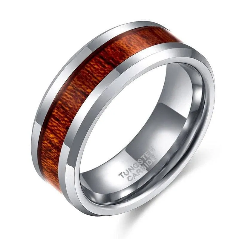 Men's 8mm Wooden Tungsten Wedding Band