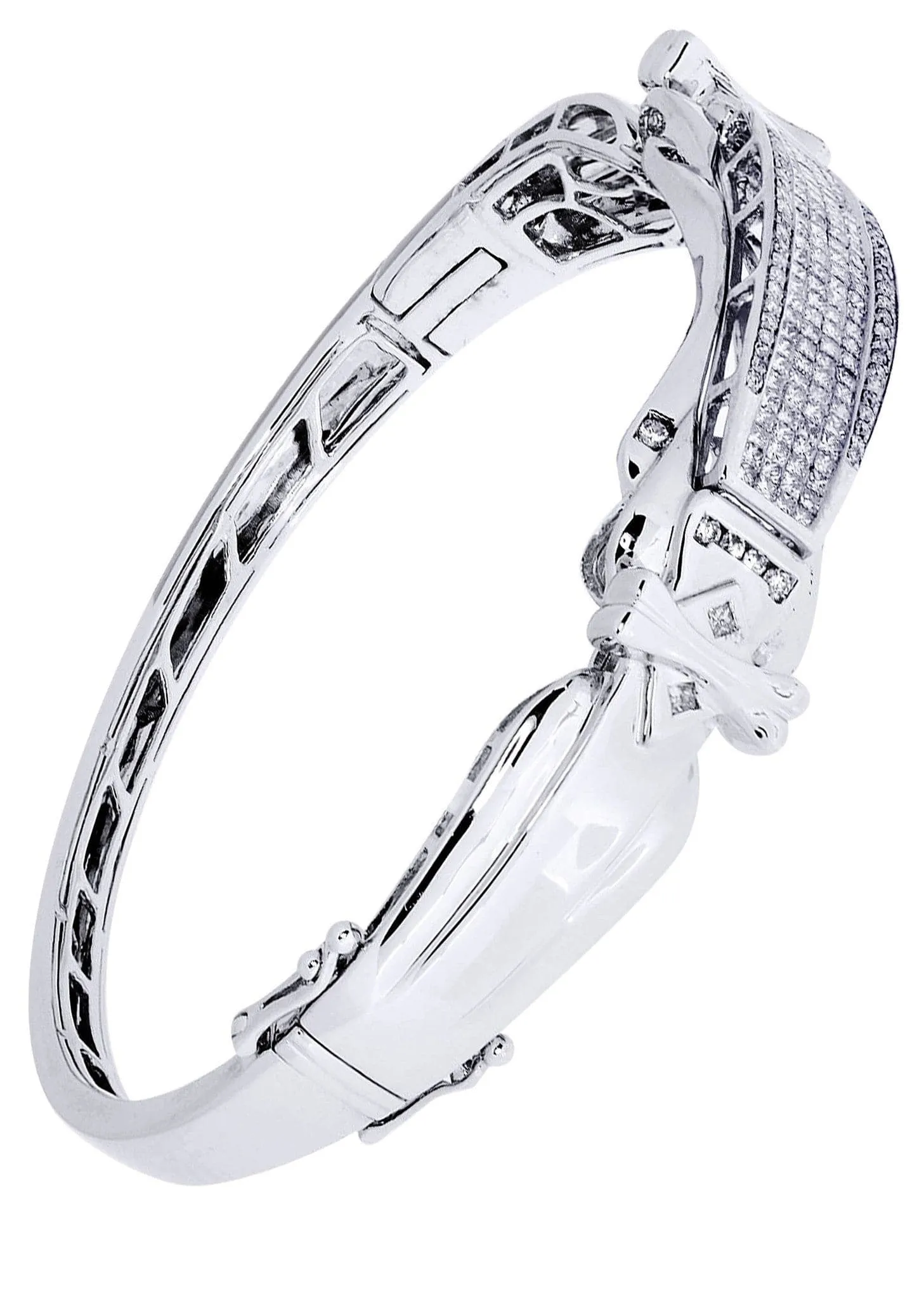 Mens Diamond Bangle White Gold| 1.95 Carats| 33.54 Grams