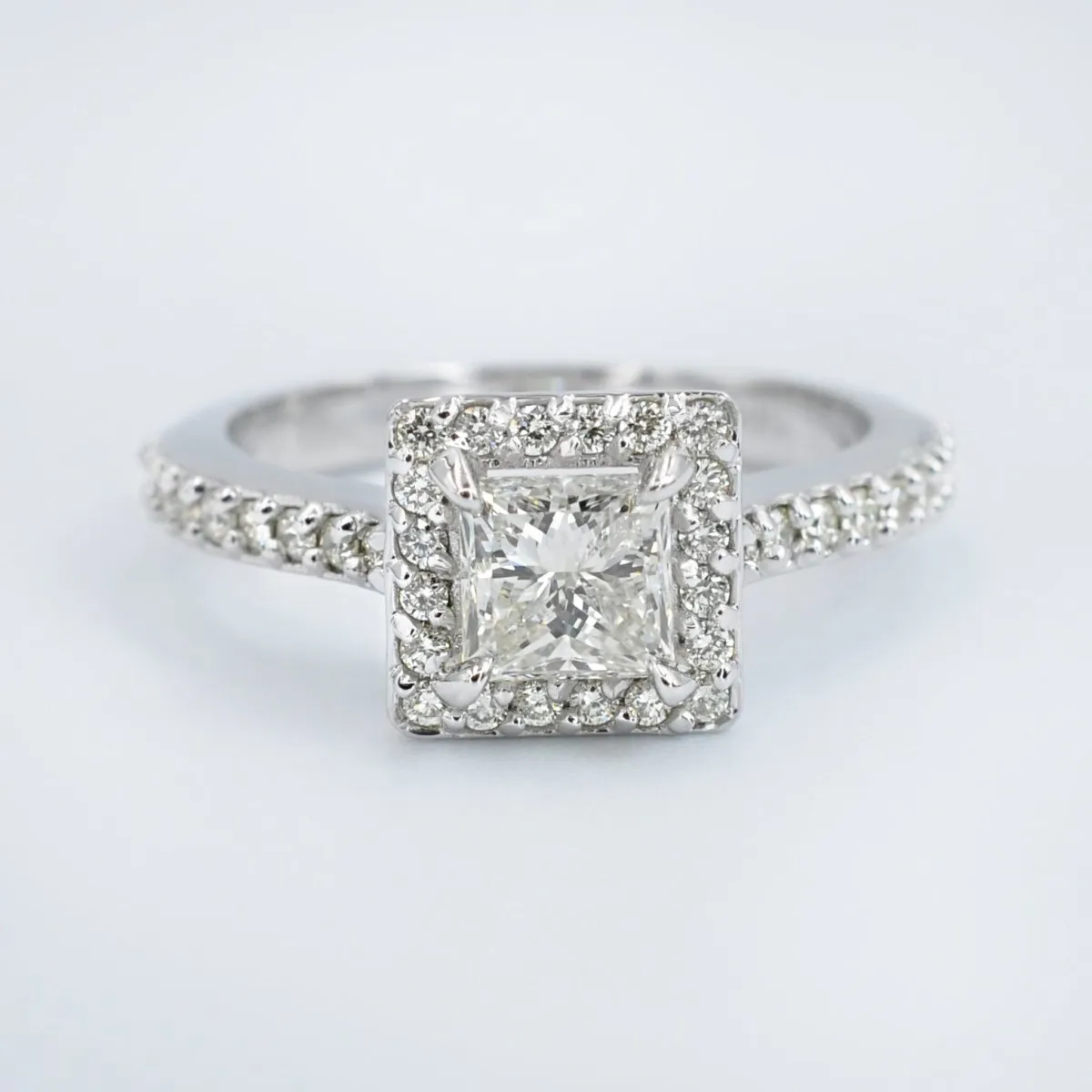 Mesmerizing 1.20CT Princess and Round Cut Diamond Engagement Ring in 14kt White Gold