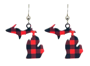 MI State, Lumberjack Plaid Earrings #2138