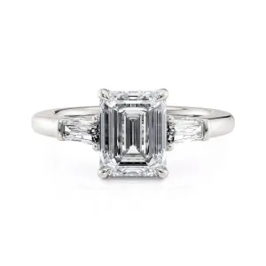 Michael M Trinity Emerald Cut Engagement Ring R807-3