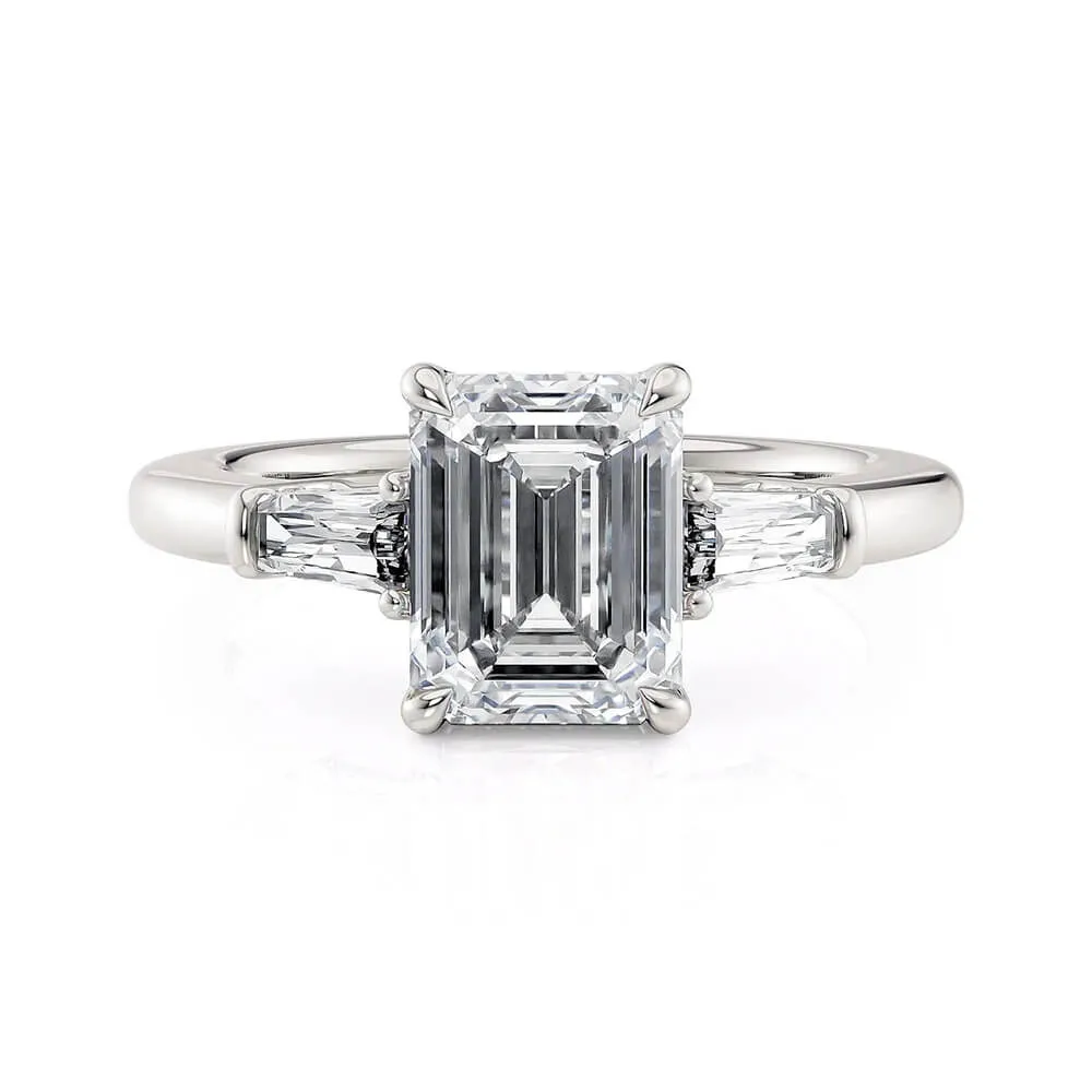 Michael M Trinity Emerald Cut Engagement Ring R807-3