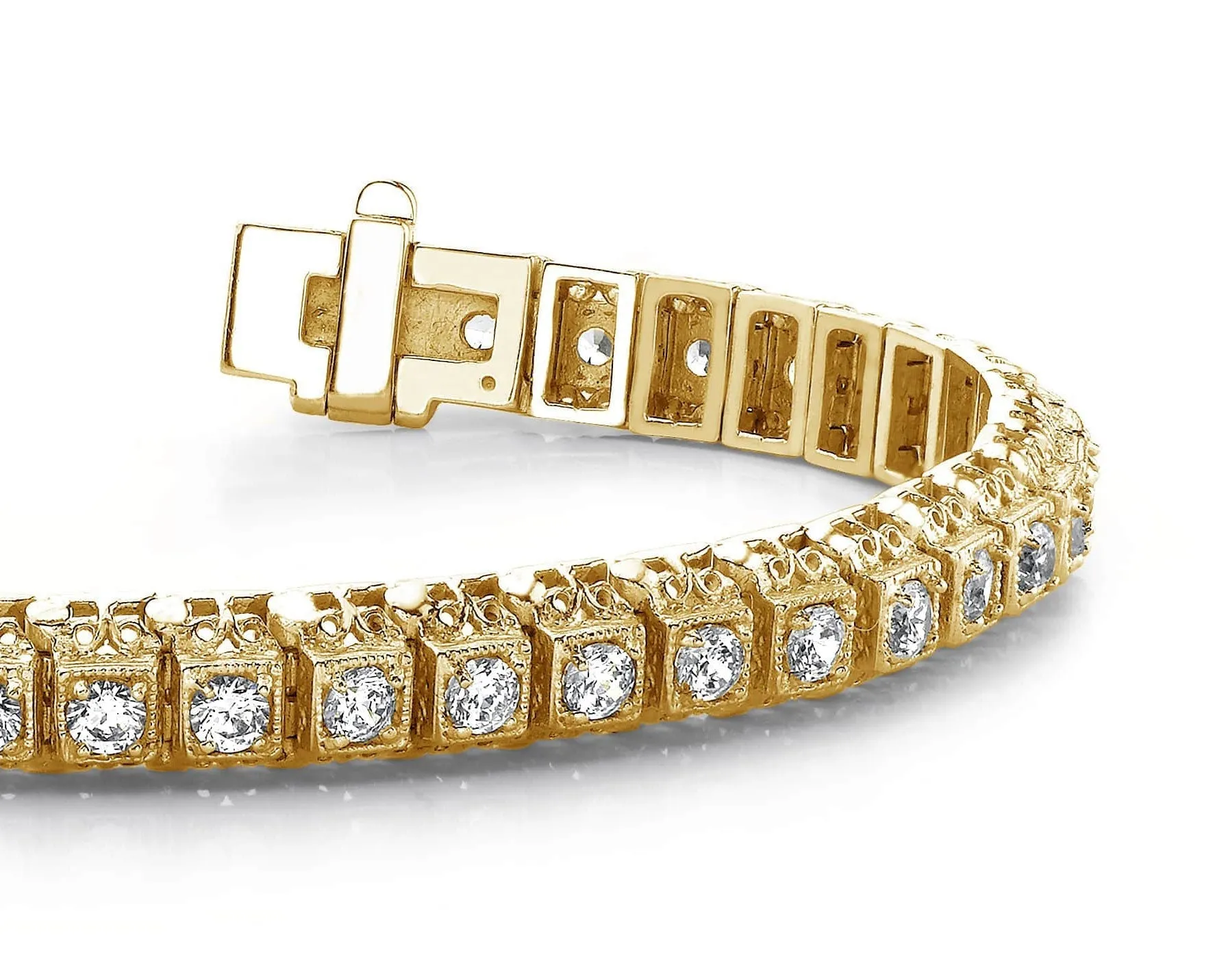Milgrain Square Link Diamond Bracelet with 2.82 ct.(finished) 2.5mm