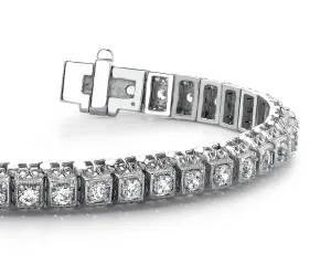 Milgrain Square Link Diamond Bracelet with 2.82 ct.(finished) 2.5mm