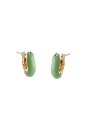MINI WAVE HOOP EARRINGS WITH HALF ENAMEL