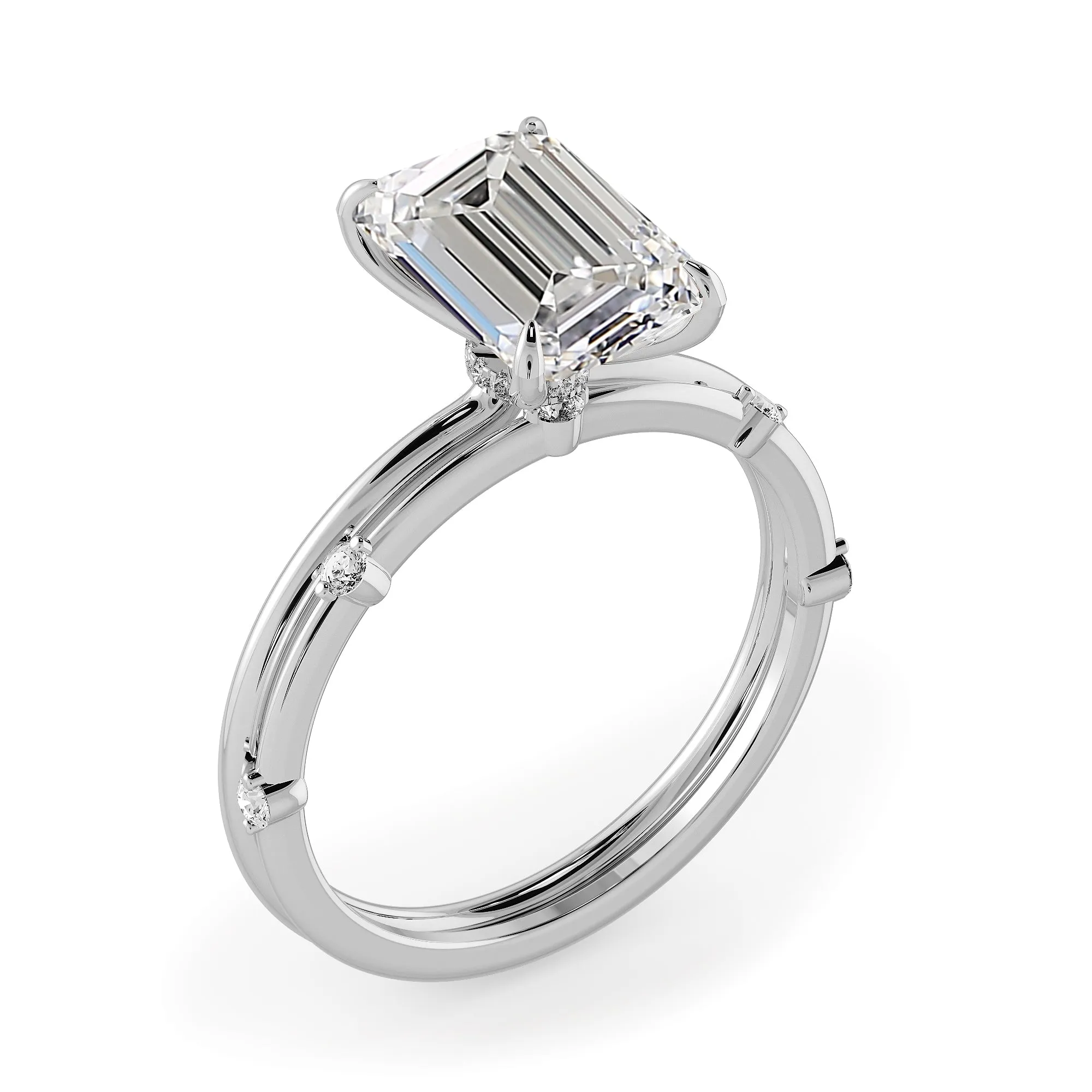 Minimal Emerald Diamond Bridal Set - 724
