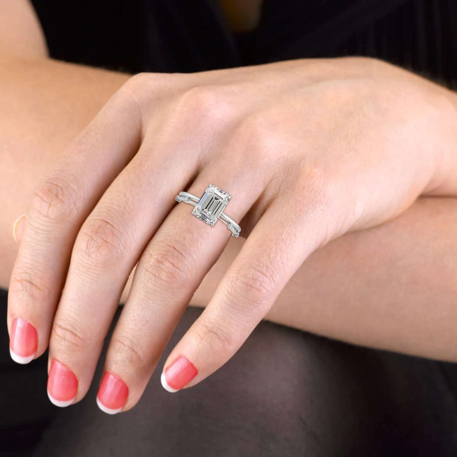Minimal Emerald Diamond Bridal Set - 724