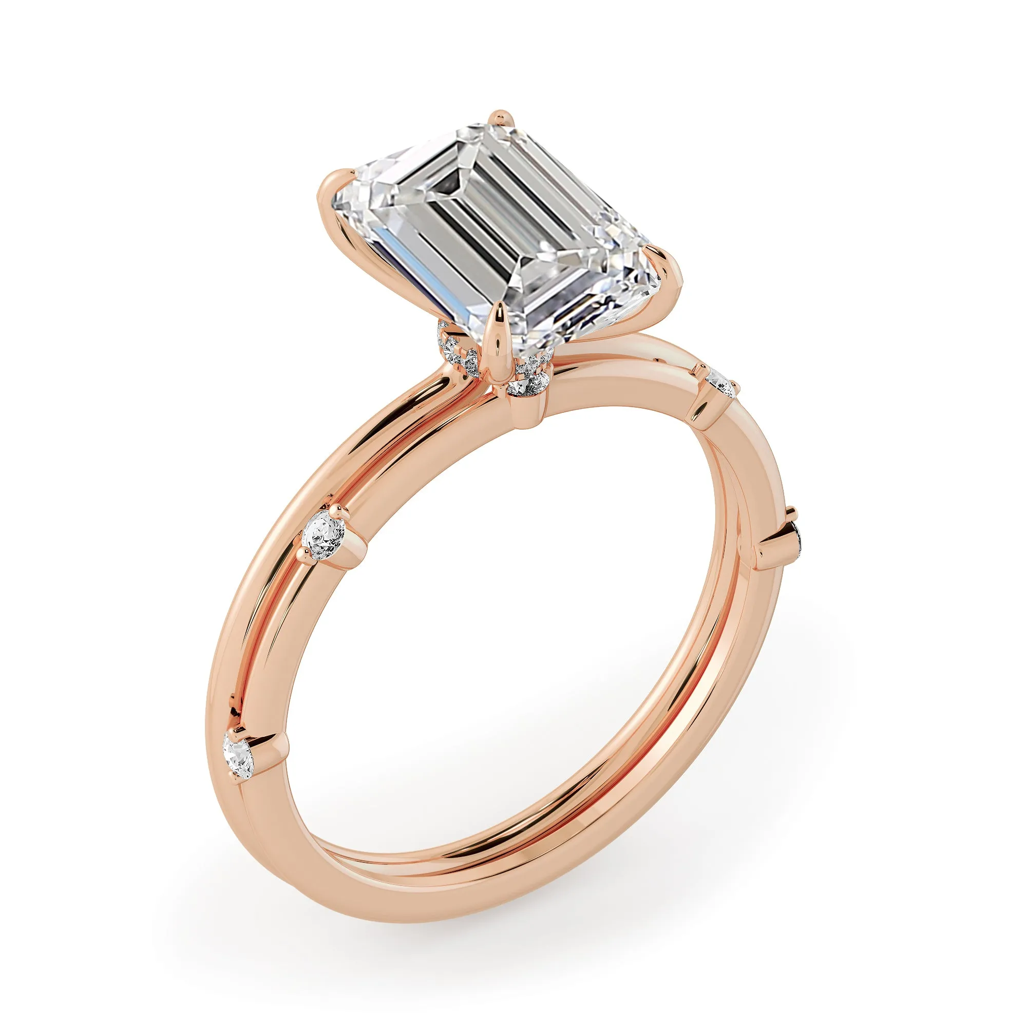 Minimal Emerald Diamond Bridal Set - 724