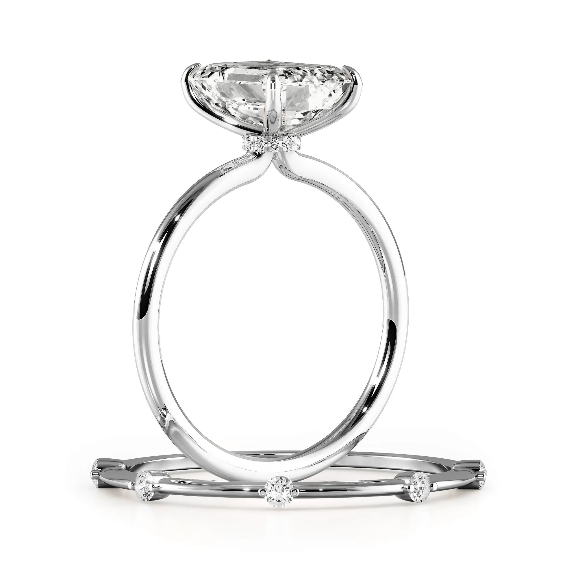 Minimal Emerald Diamond Bridal Set - 724