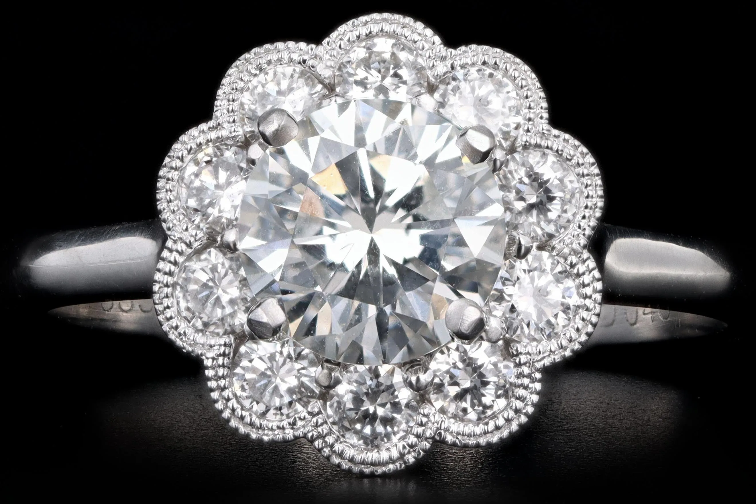 Modern 14K White Gold 1.13 Carat Round Brilliant Diamond Halo Engagement Ring GIA Certified
