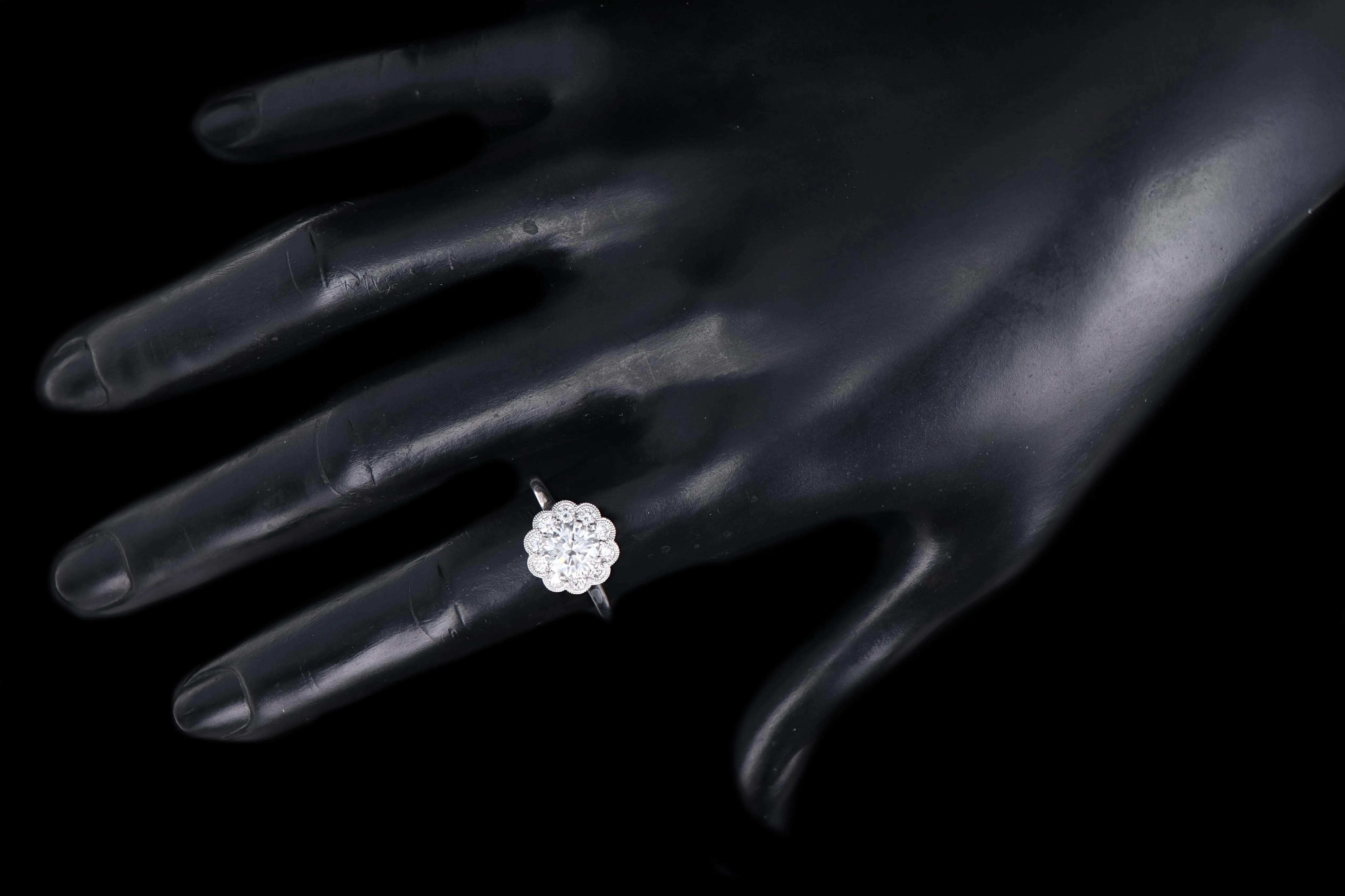 Modern 14K White Gold 1.13 Carat Round Brilliant Diamond Halo Engagement Ring GIA Certified