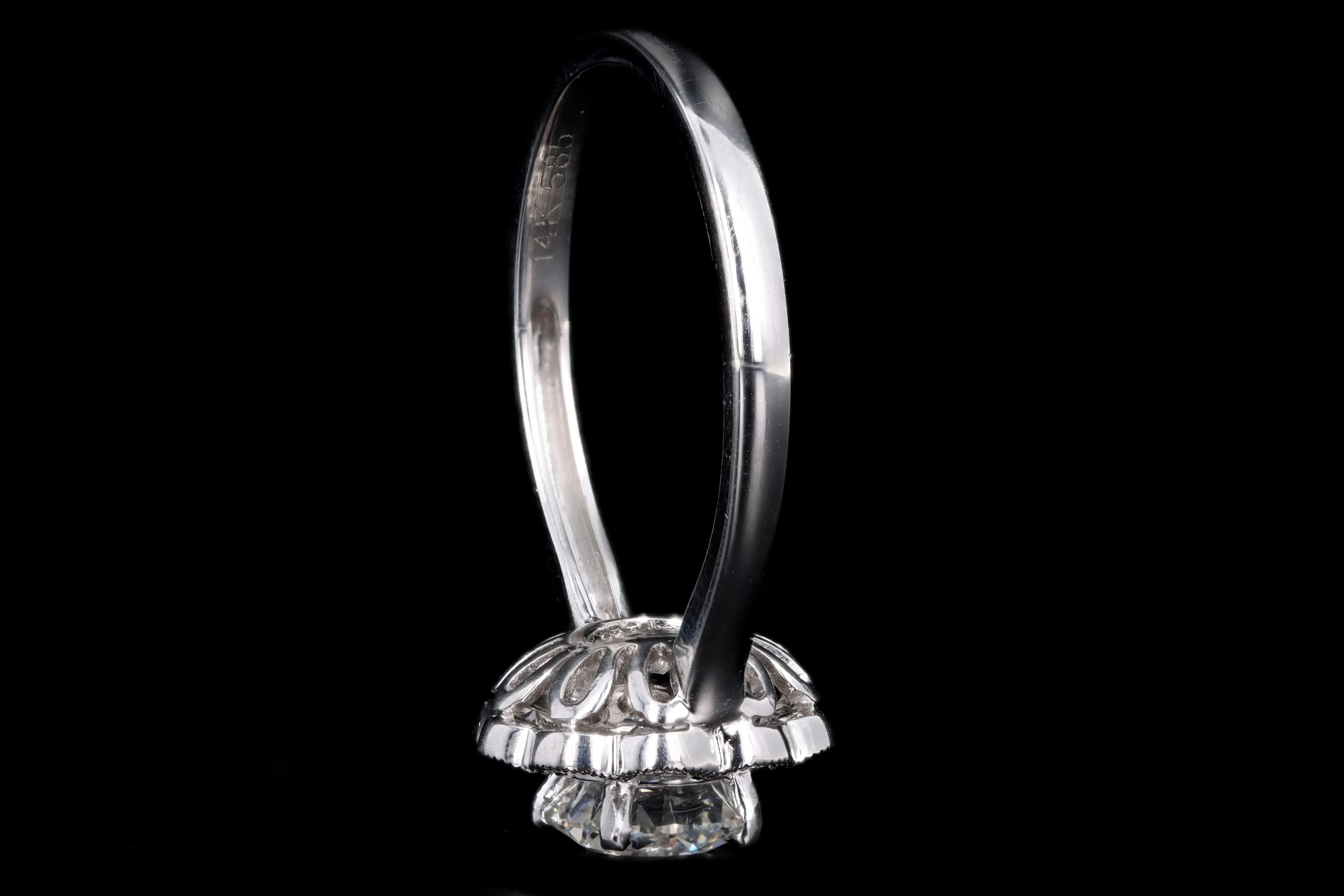 Modern 14K White Gold 1.13 Carat Round Brilliant Diamond Halo Engagement Ring GIA Certified