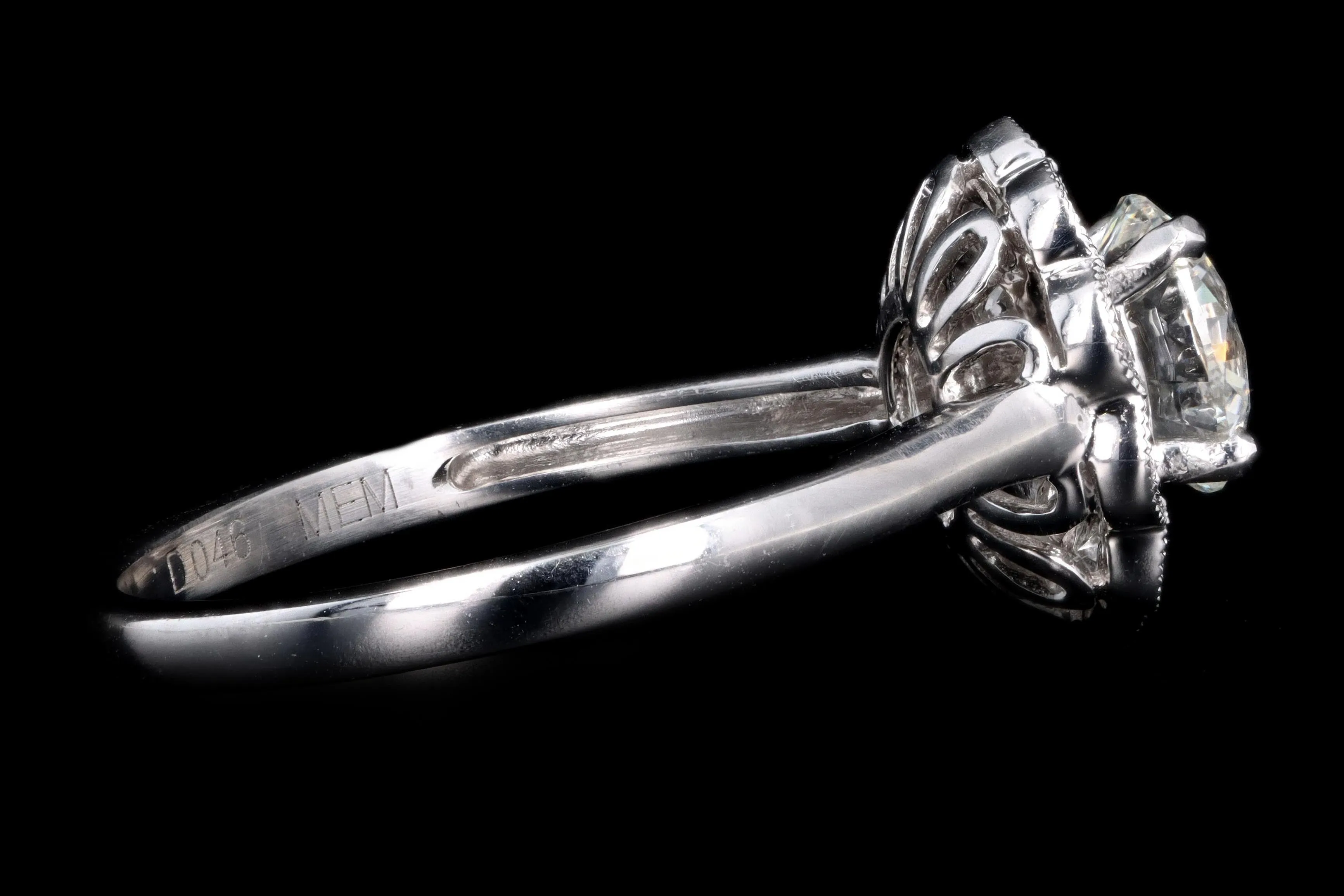 Modern 14K White Gold 1.13 Carat Round Brilliant Diamond Halo Engagement Ring GIA Certified
