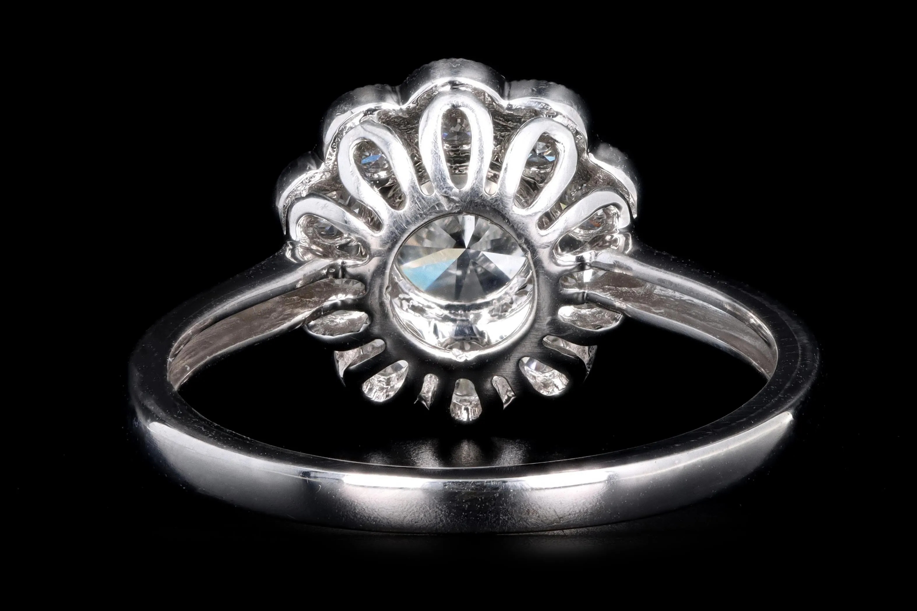 Modern 14K White Gold 1.13 Carat Round Brilliant Diamond Halo Engagement Ring GIA Certified