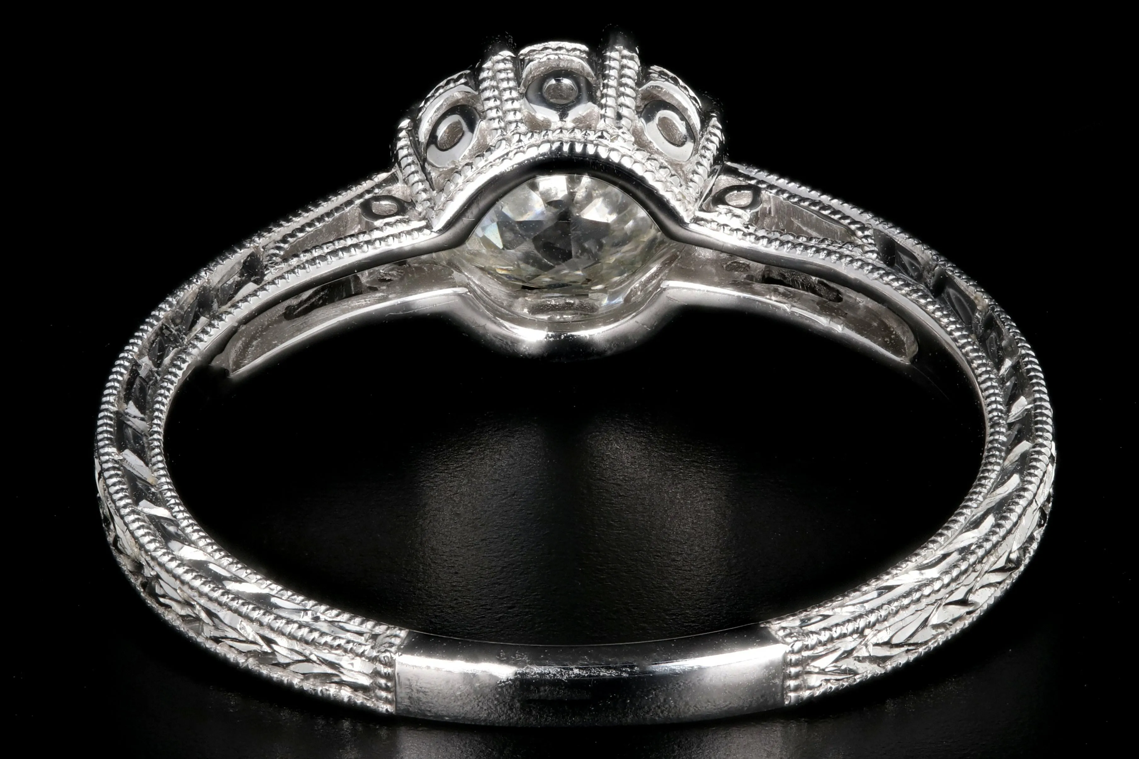 Modern 14K White Gold .75 Carat Old Mine Cut Diamond Engagement Ring GIA Certified