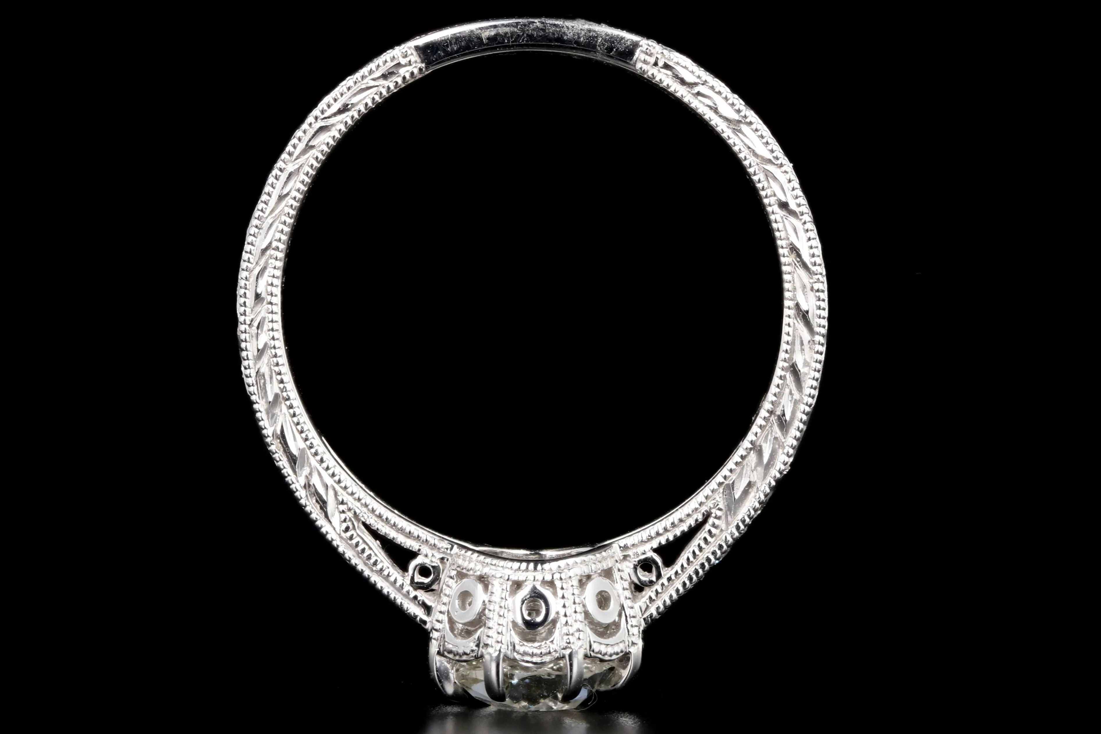 Modern 14K White Gold .75 Carat Old Mine Cut Diamond Engagement Ring GIA Certified
