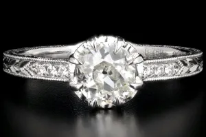 Modern 14K White Gold .75 Carat Old Mine Cut Diamond Engagement Ring GIA Certified