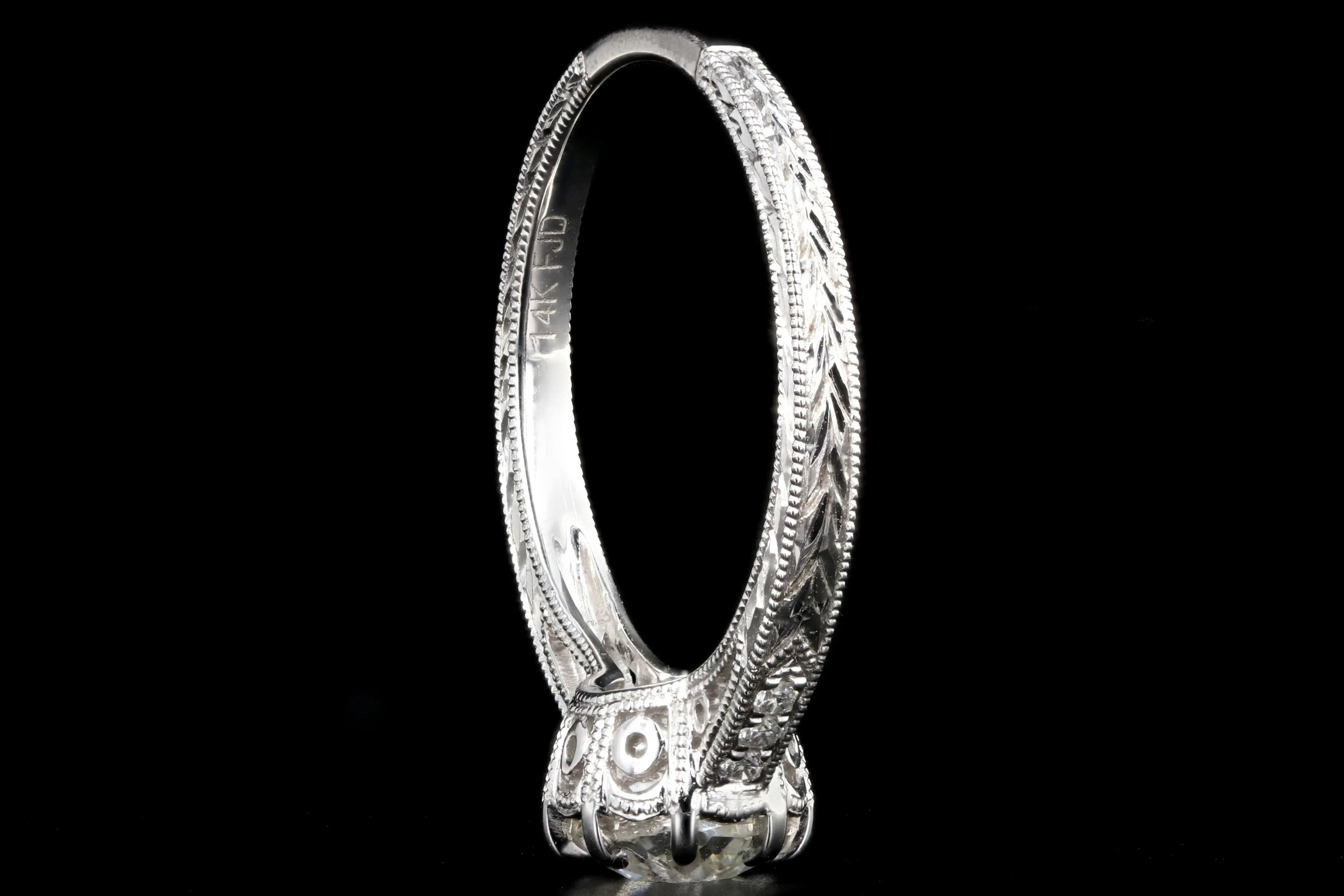 Modern 14K White Gold .75 Carat Old Mine Cut Diamond Engagement Ring GIA Certified