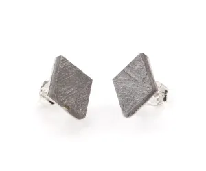 Modern Meteorite Diamond Stud Earrings