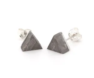 Modern Meteorite Triangle Stud Earrings