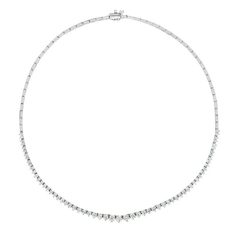 Morris & David 5.00 Carat Natural Graduated Diamond Necklace 14K White Gold 16''