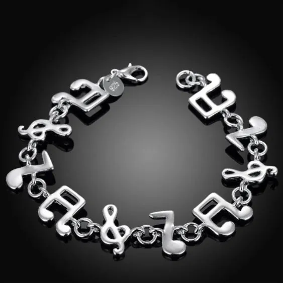 Music notes Bracelet (925 Sterling Silver) for Women Jewelry Accessories