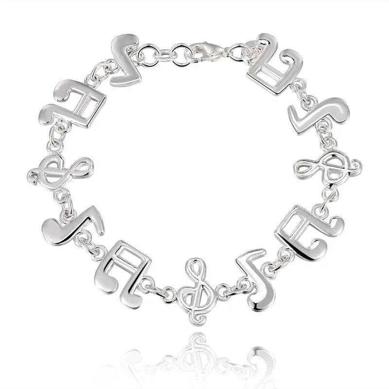 Music notes Bracelet (925 Sterling Silver) for Women Jewelry Accessories