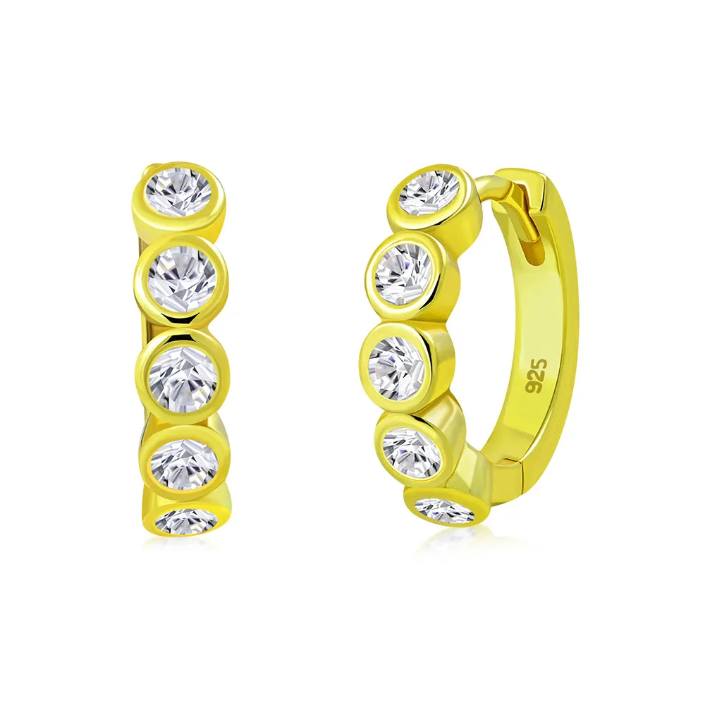 My Daily Styles - Huggie Earrings - Trendy Hoop Earrings for Women - 925 Sterling Silver Earrings - Adorned with Gorgeous Round Cut Cubic Zirconia - Hinged Closure for Secure Fitting