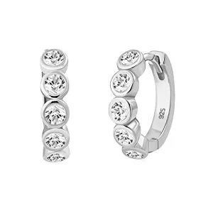 My Daily Styles - Huggie Earrings - Trendy Hoop Earrings for Women - 925 Sterling Silver Earrings - Adorned with Gorgeous Round Cut Cubic Zirconia - Hinged Closure for Secure Fitting