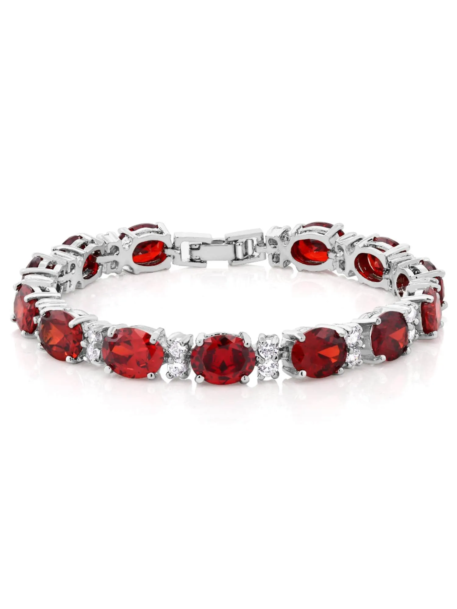 Natural Garnet 925 Sterling Silver Tennis Bracelet Jewelry