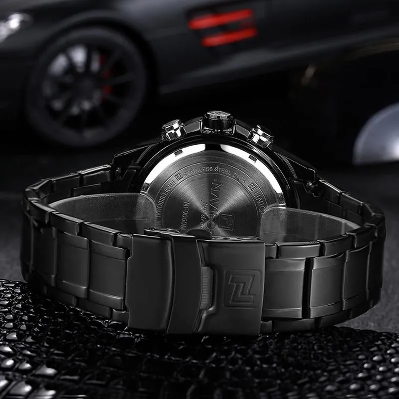 NAVIFORCE Men's LED Digital Stainless Steel Quartz Watch