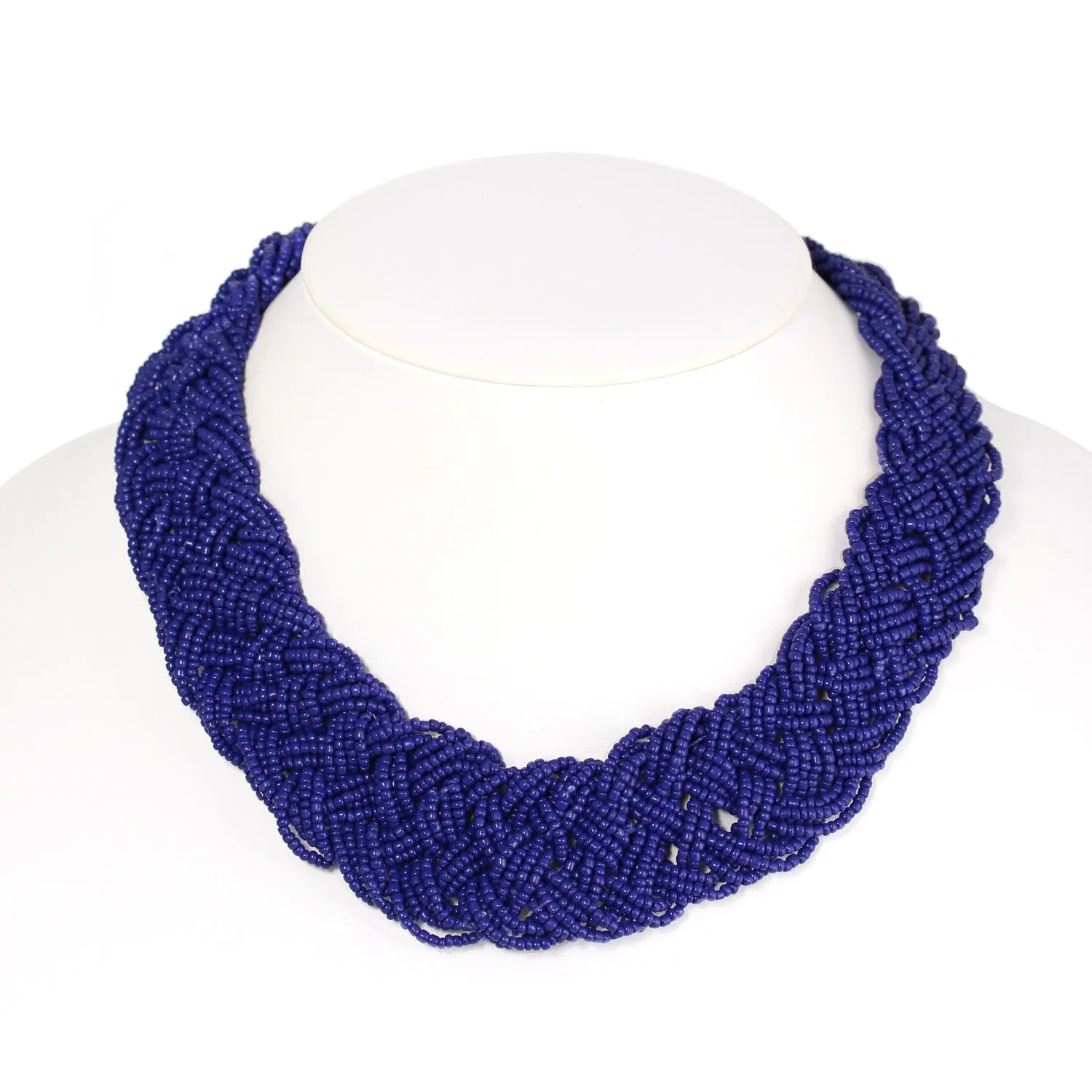 NAVY SEED BEADS  NECKLACE #ADX0093036 (SHC1)