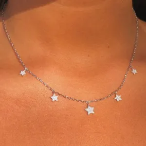 Necklace for woman Sterling Silver / Stars CZ zircons on silver
