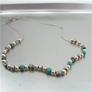 Necklace Turquoise 14K Gold Fil 925 Sterling Silver Hadar Designers (L) Last