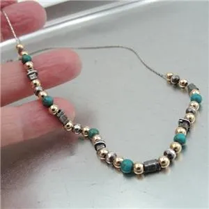 Necklace Turquoise 14K Gold Fil 925 Sterling Silver Hadar Designers (L) Last