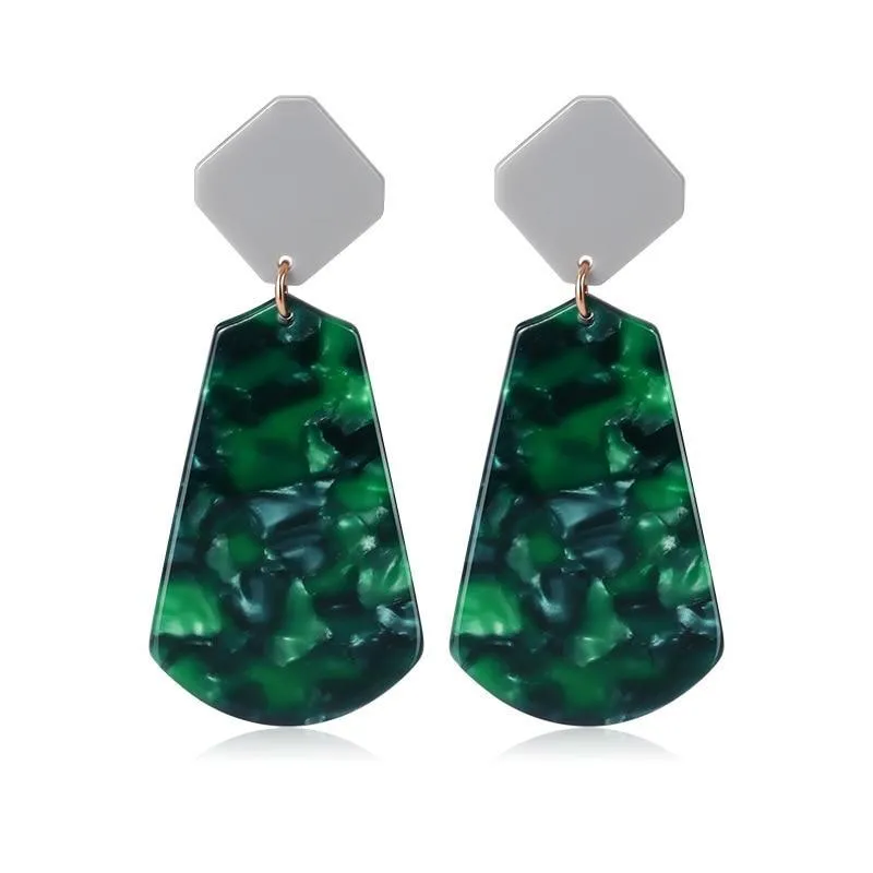 New Korean Heart Statement Drop Earrings  For Women In Fashion Vintage Geometric Acrylic Dangle Hanging Earring Jewelry Style
