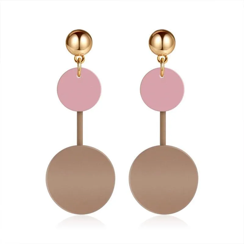 New Korean Heart Statement Drop Earrings  For Women In Fashion Vintage Geometric Acrylic Dangle Hanging Earring Jewelry Style