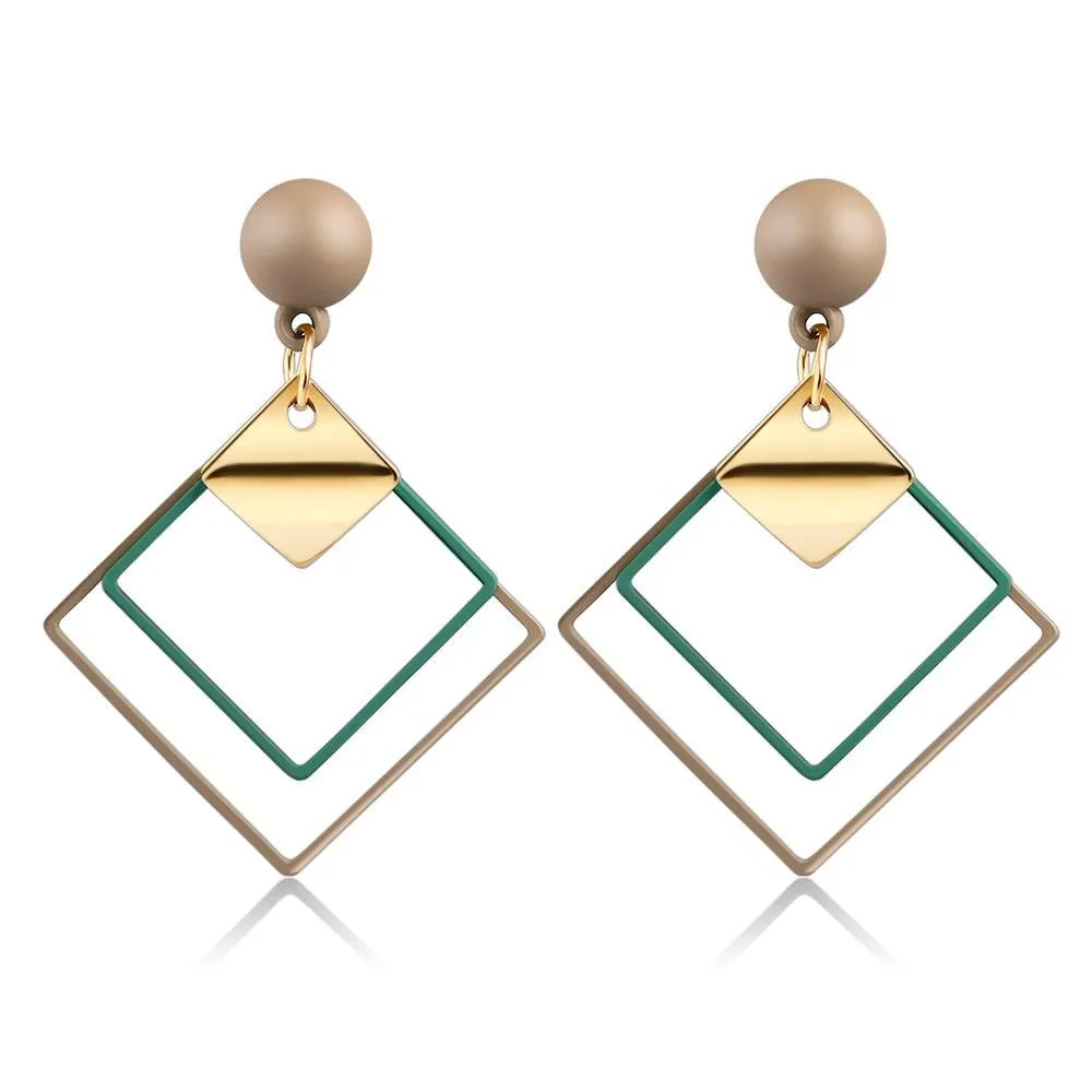 New Korean Heart Statement Drop Earrings  For Women In Fashion Vintage Geometric Acrylic Dangle Hanging Earring Jewelry Style