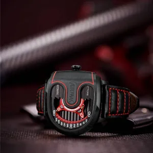 New Limited Edition Atowak Ettore Drift 4-Arm Wandering Hour Black Red Watches