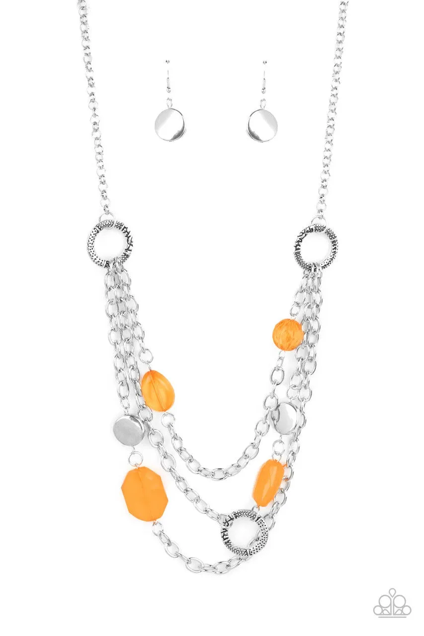 Oceanside Spa Orange Paparazzi Necklace