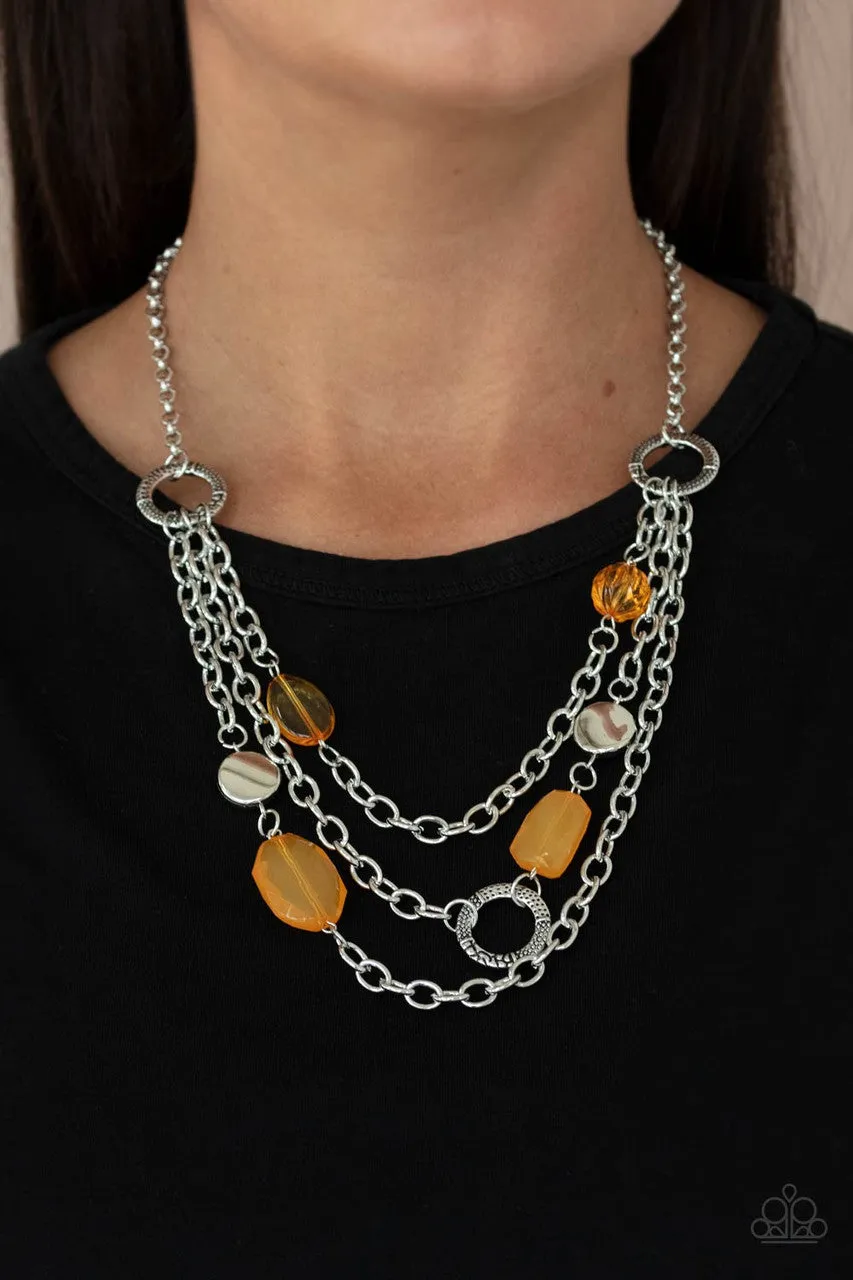 Oceanside Spa Orange Paparazzi Necklace