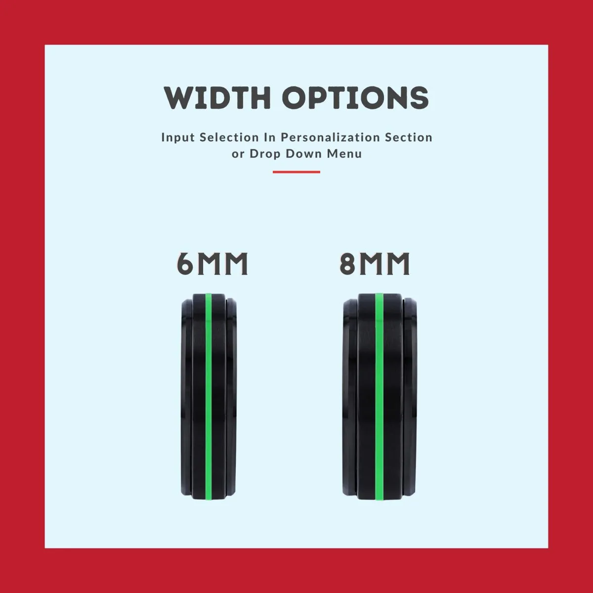 OLATHE | Green Ring, Black Tungsten Ring, Green Groove, Stepped Edge