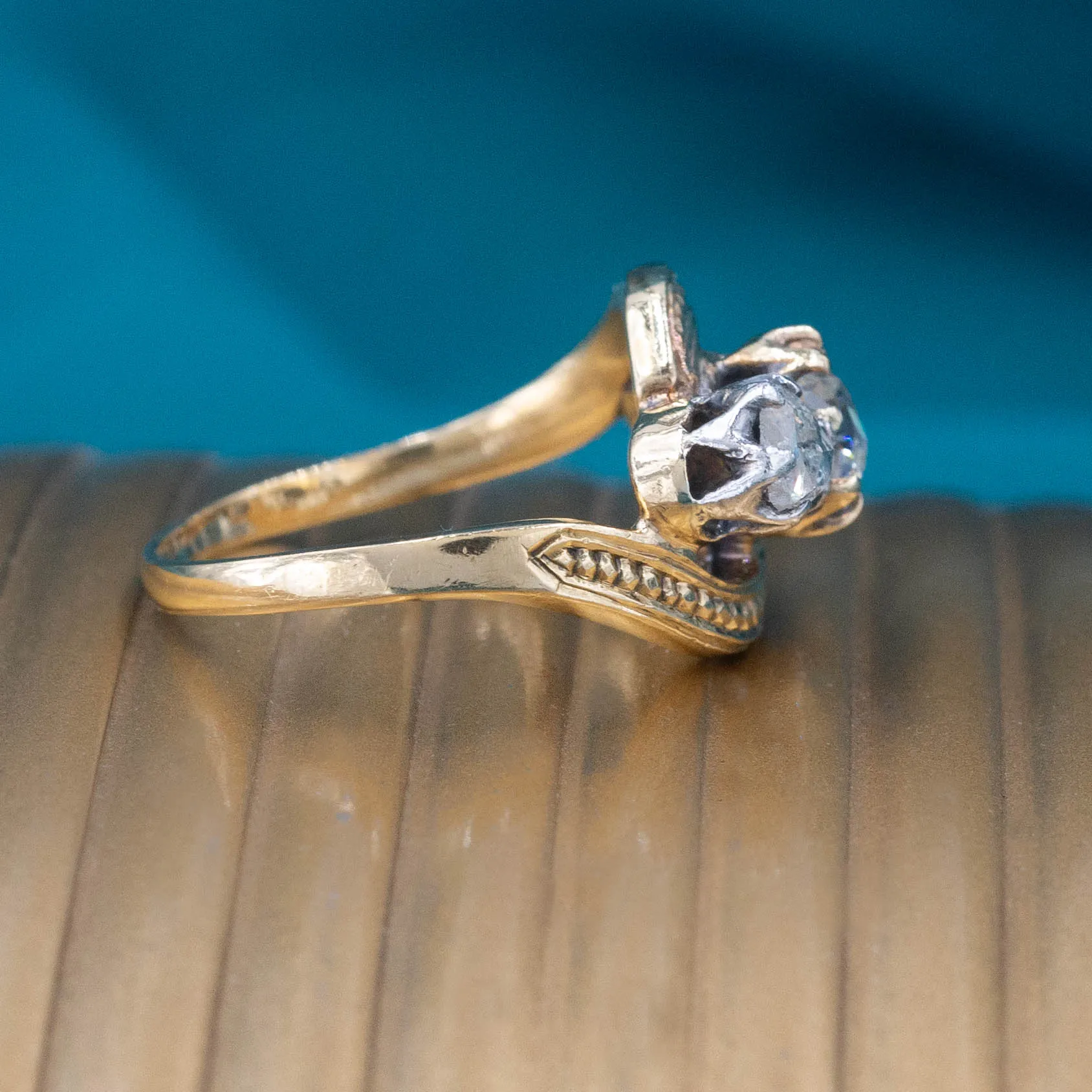 Old Mine and Rose Cut Diamond Trio Ring c1900