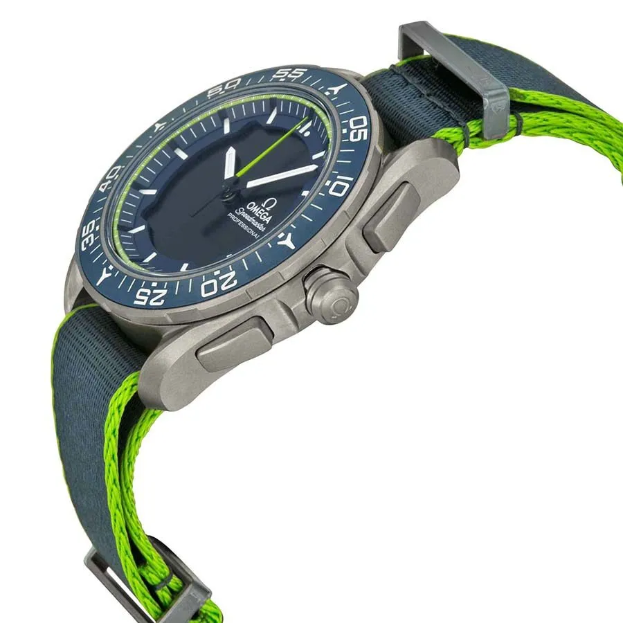Omega Skywalker X-33 Chronograph Analog Digital Dial Blue and Green Nylon Men's Watch 31892457903001 318.92.45.79.03.001