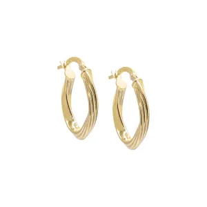 Oval Fluted Twisted Hoop Earring 14K