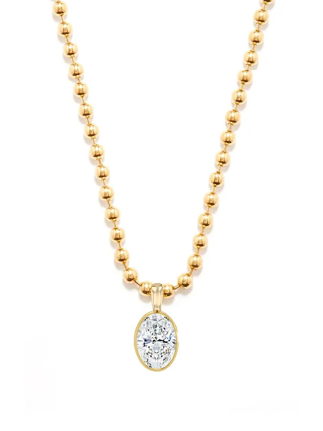 Oval Lab Diamond Ball Chain Necklace