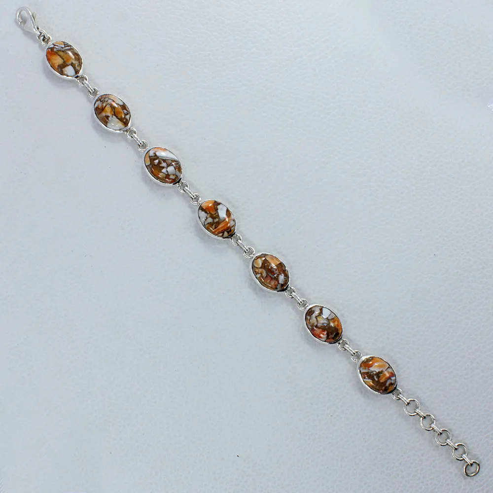 Oval Orange Spiny Oyster Sterling Silver Bracelets