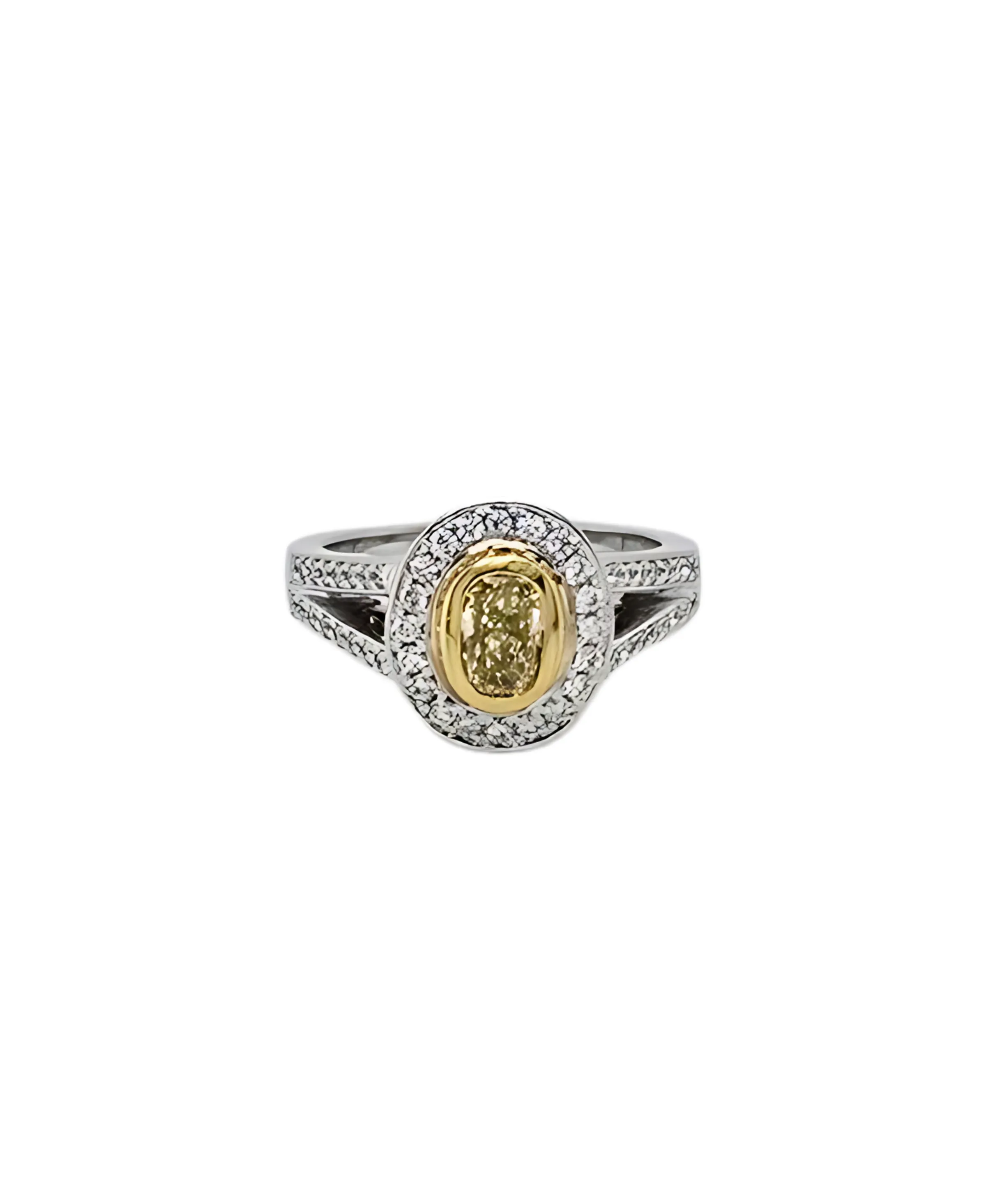 Oval Yellow Diamond Engagement Ring with Halo